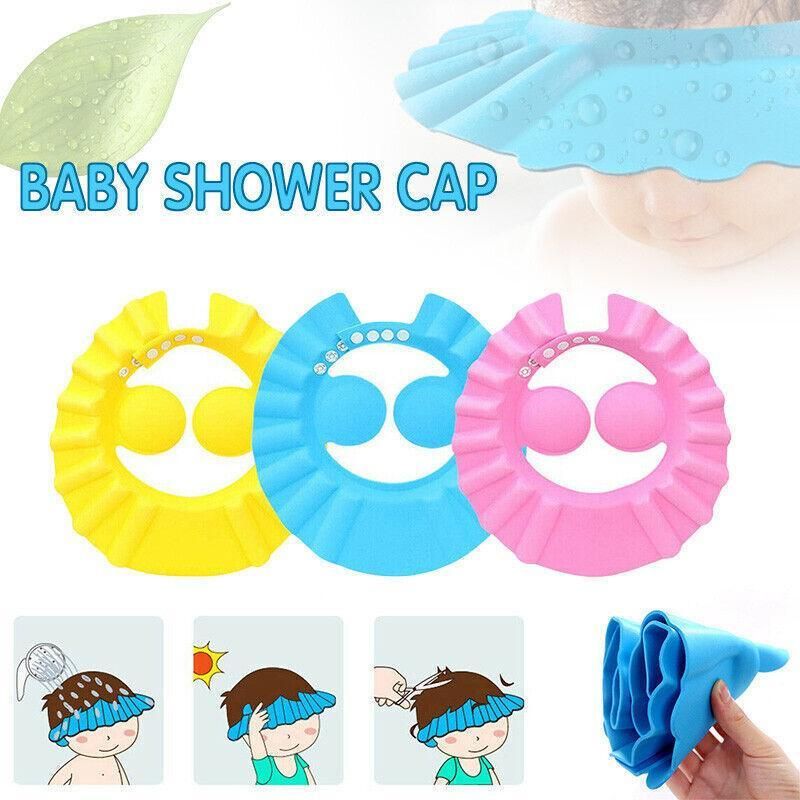 Adjustable Shampoo Shield Bath Hat with Ear Cover for Hair Washing Protection - Blue V528-BABYSHOWERCAP-BLUE-234343