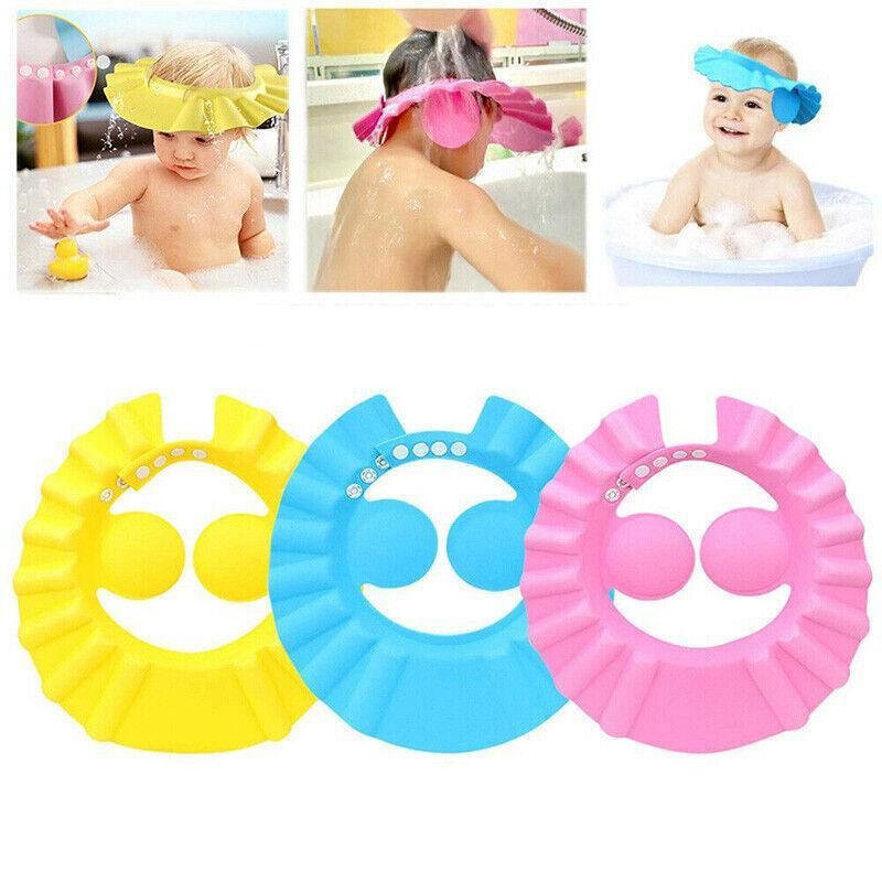 Adjustable Shampoo Shield Bath Hat with Ear Cover for Hair Washing Protection - Blue V528-BABYSHOWERCAP-BLUE-234343
