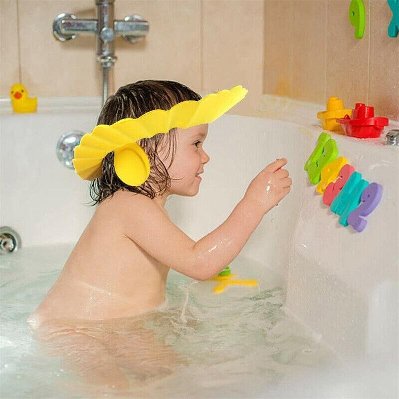 Adjustable Shampoo Shield Bath Hat with Ear Cover for Hair Washing Protection - Blue V528-BABYSHOWERCAP-BLUE-234343