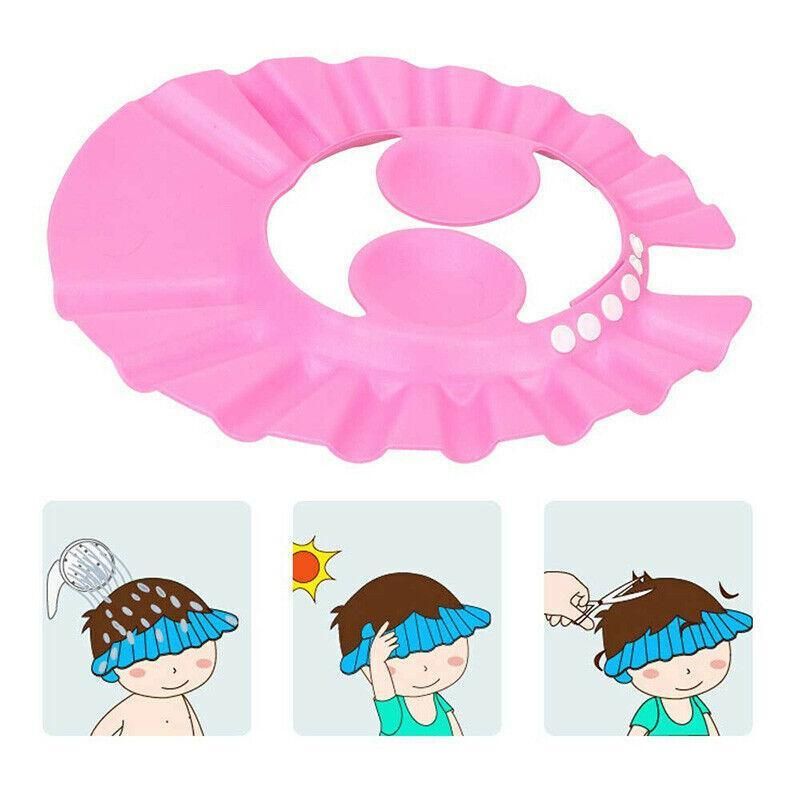 Adjustable Shampoo Shield Bath Hat with Ear Cover for Hair Washing Protection - Blue V528-BABYSHOWERCAP-BLUE-234343
