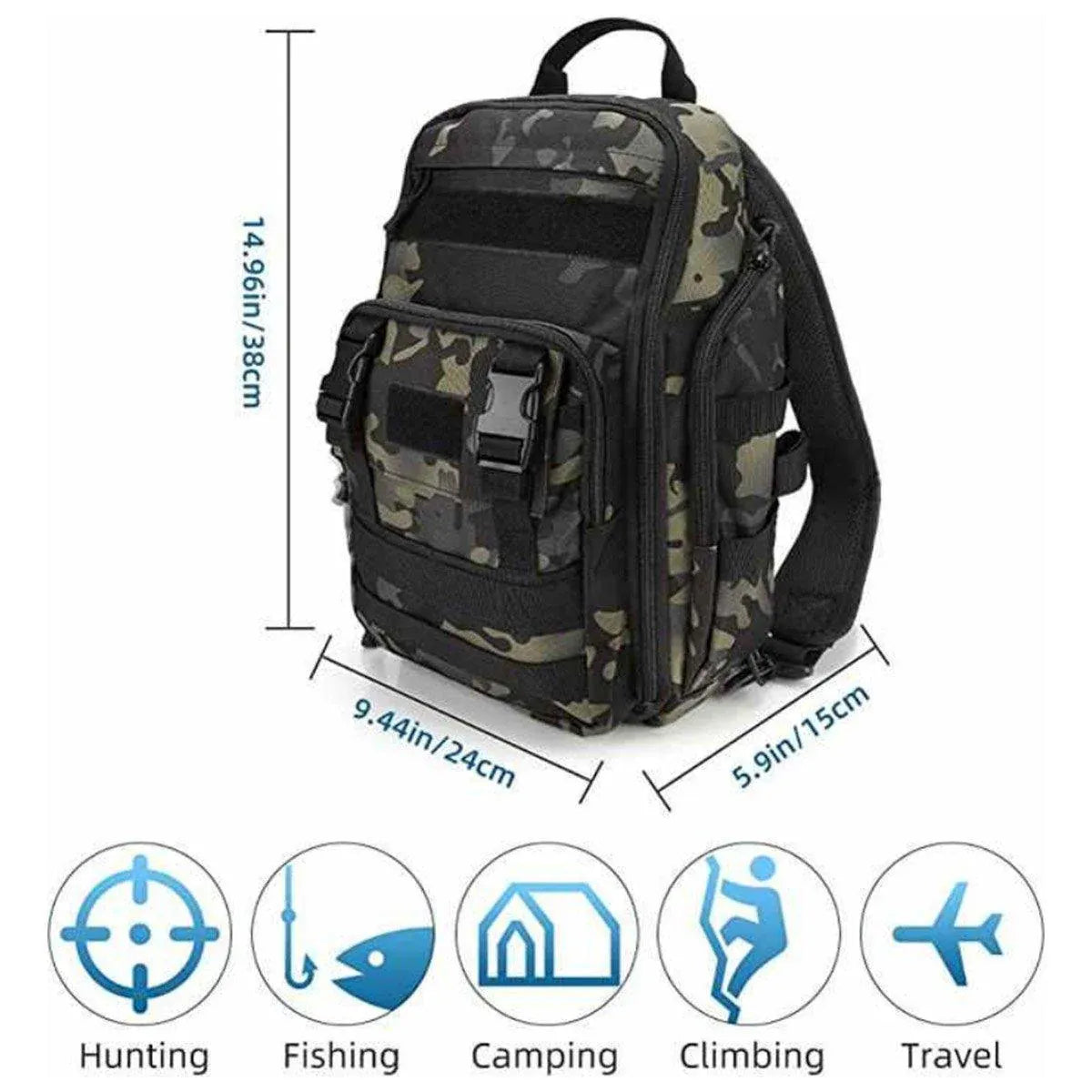 Fishing Tackle Backpack Storage Bag Shoulder Fishing Gear Bags Outdoor Backpack - Black V528-BACKPACK-BLACK-780122