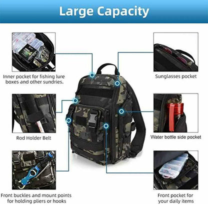 Fishing Tackle Backpack Storage Bag Shoulder Fishing Gear Bags Outdoor Backpack - Black V528-BACKPACK-BLACK-780122