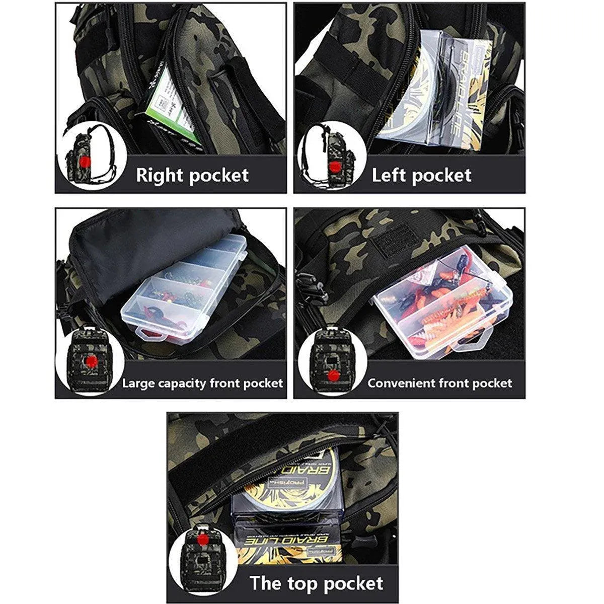 Fishing Tackle Backpack Storage Bag Shoulder Fishing Gear Bags Outdoor Backpack - Black V528-BACKPACK-BLACK-780122