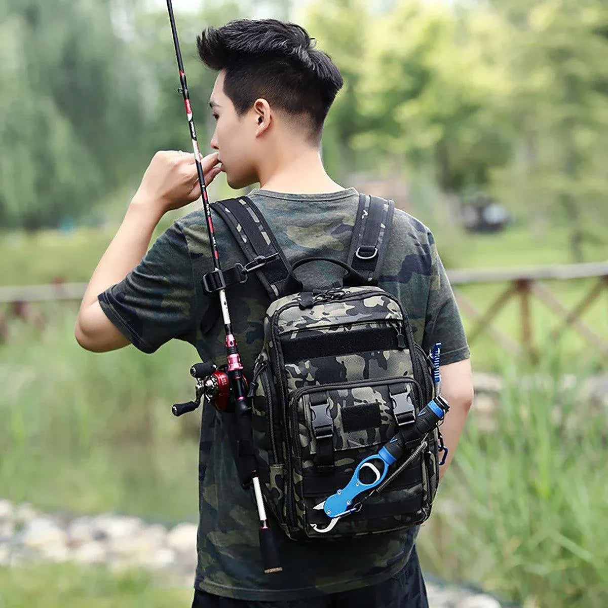 Fishing Tackle Backpack Storage Bag Shoulder Fishing Gear Bags Outdoor Backpack - Black V528-BACKPACK-BLACK-780122