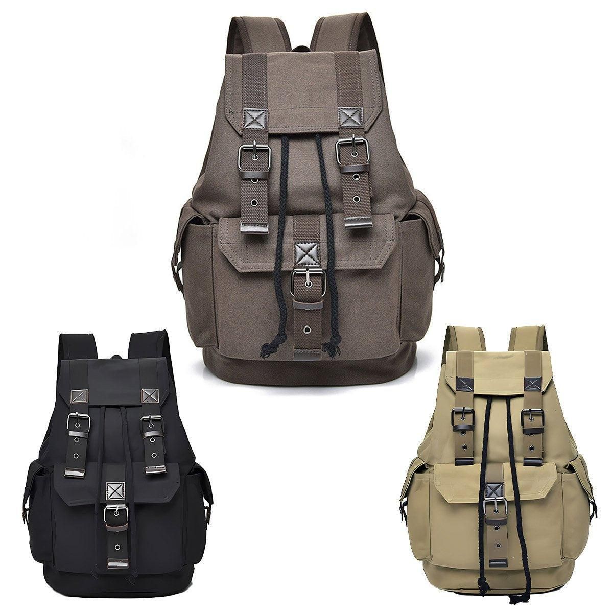 Unisex Retro Rucksack Large Capacity Travel Bag Leisure Backpack Schoolbag - Khaki V528-BACKPACK-KHAKI-871102