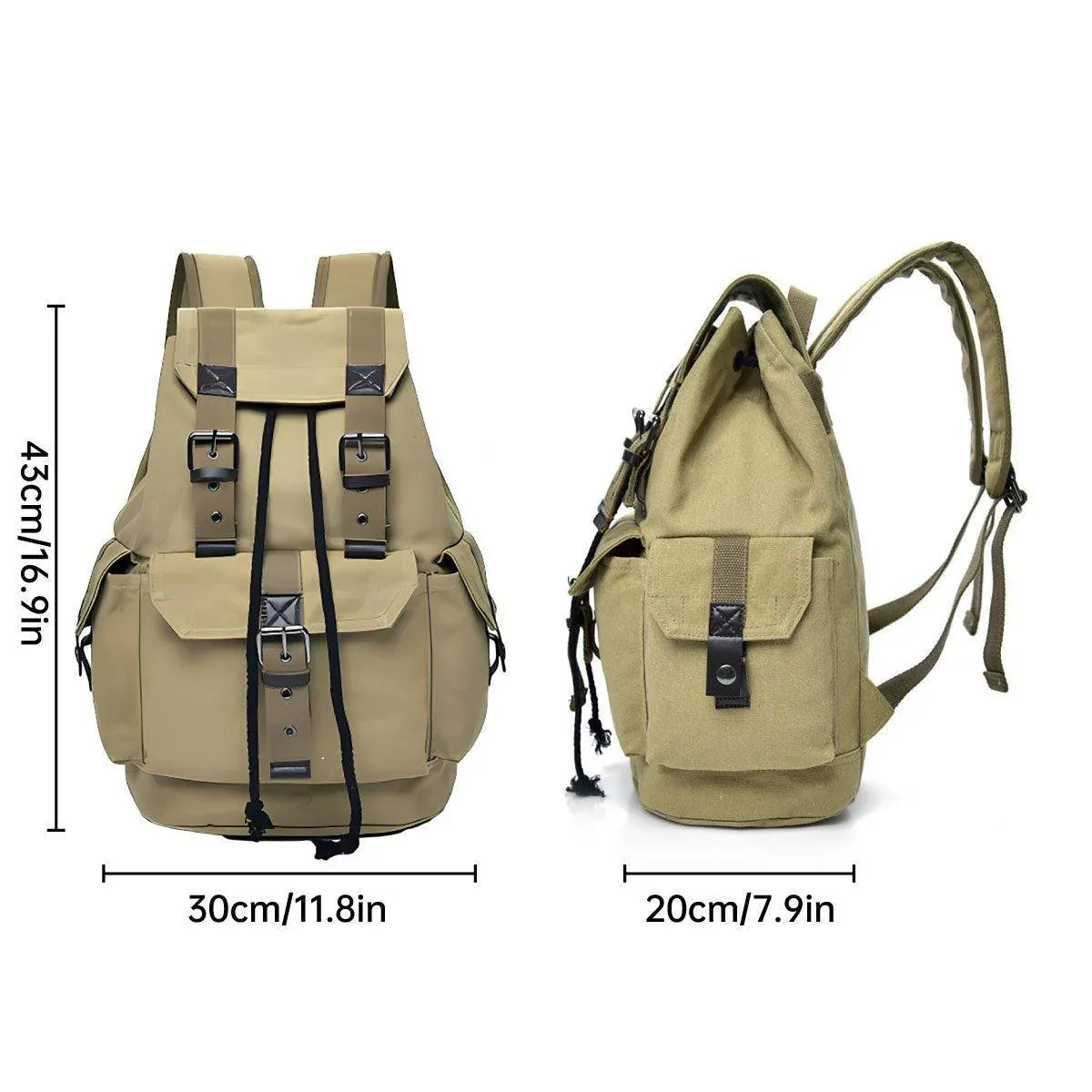Unisex Retro Rucksack Large Capacity Travel Bag Leisure Backpack Schoolbag - Khaki V528-BACKPACK-KHAKI-871102