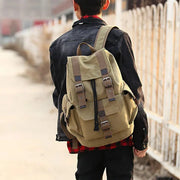 Unisex Retro Rucksack Large Capacity Travel Bag Leisure Backpack Schoolbag - Khaki V528-BACKPACK-KHAKI-871102