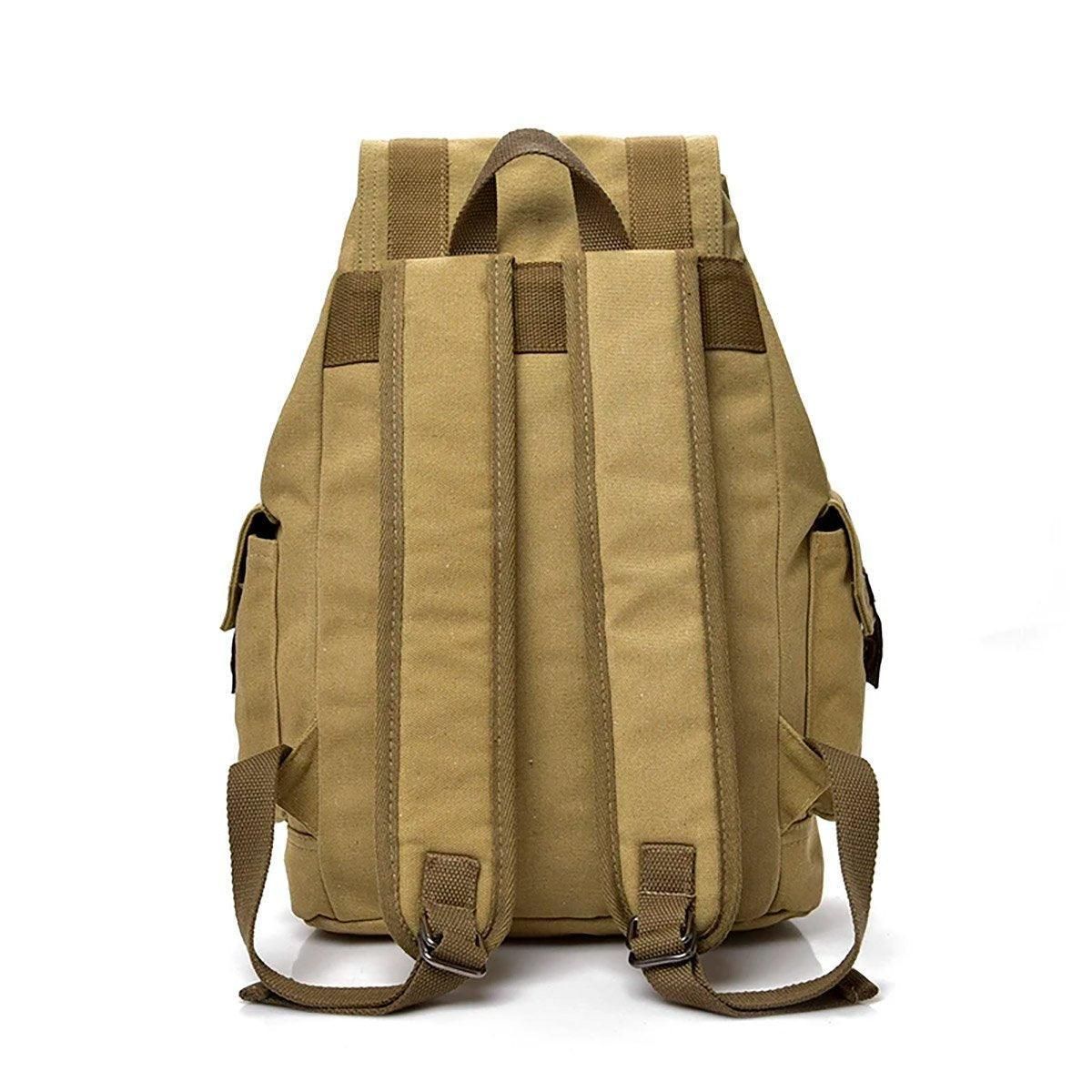 Unisex Retro Rucksack Large Capacity Travel Bag Leisure Backpack Schoolbag - Khaki V528-BACKPACK-KHAKI-871102