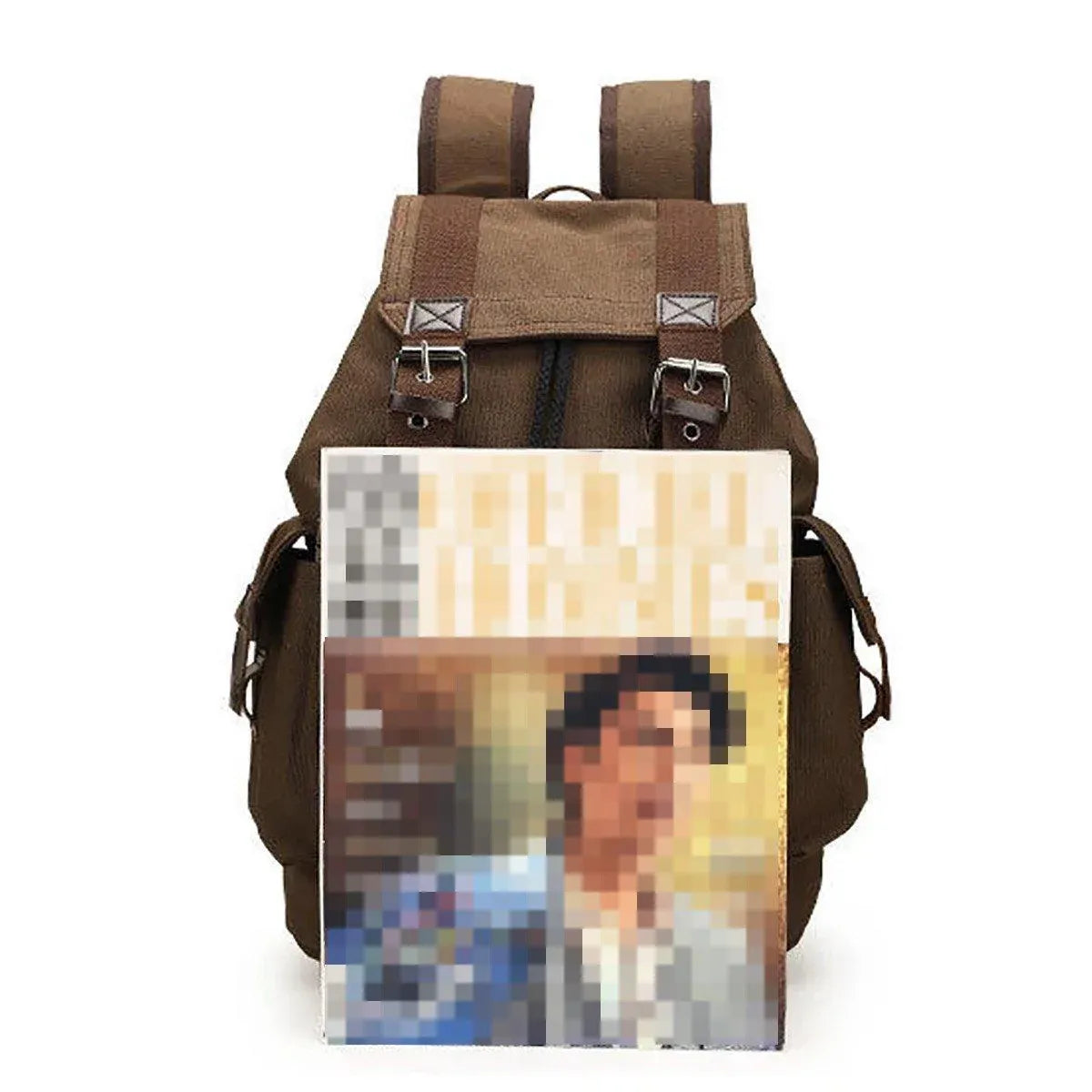 Unisex Retro Rucksack Large Capacity Travel Bag Leisure Backpack Schoolbag - Khaki V528-BACKPACK-KHAKI-871102