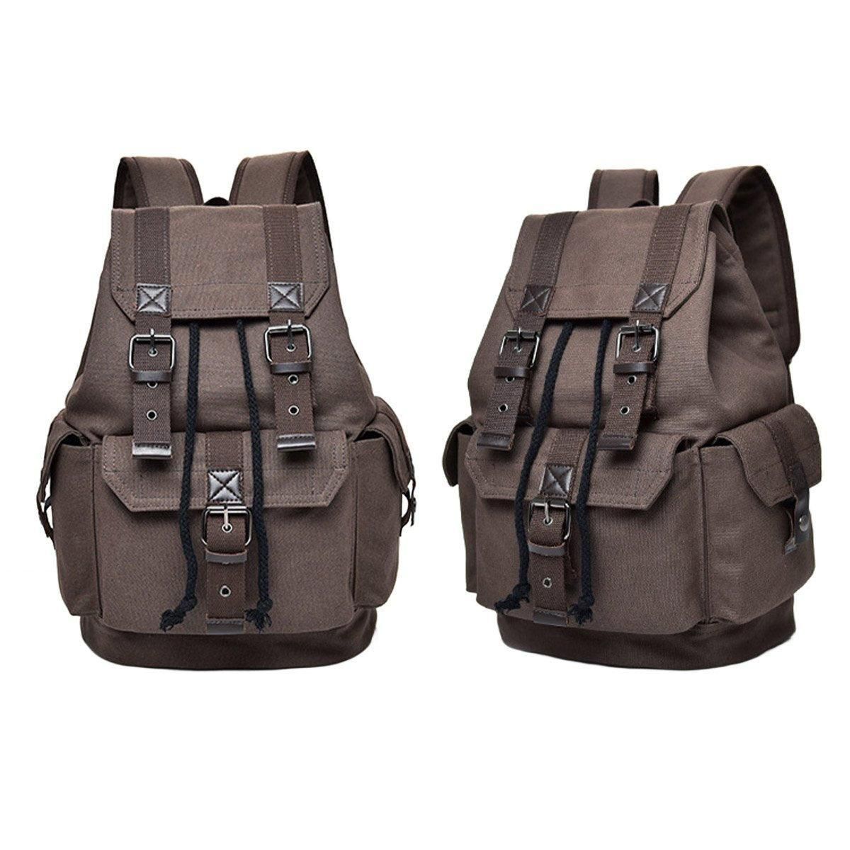 Unisex Retro Rucksack Large Capacity Travel Bag Leisure Backpack Schoolbag - Khaki V528-BACKPACK-KHAKI-871102