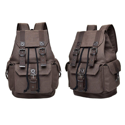 Unisex Retro Rucksack Large Capacity Travel Bag Leisure Backpack Schoolbag - Khaki V528-BACKPACK-KHAKI-871102
