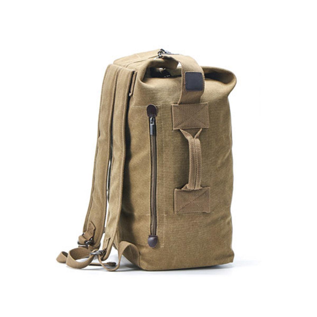 Large Capacity Travel Backpack for Men Outdoor Sports Bag Canvas Rucksack - Khaki-Small V528-BACKPACK-KHAKI-SMALL-410713