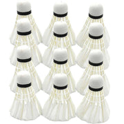 12 Pcs Badminton Shuttlecocks Durable Gooes Feather Badminton Ball For Training V528-BADMINTON-WHITE-12PCS-706547