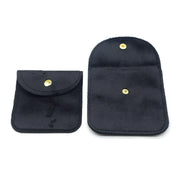 10pcs Velvet Jewelry Pouch Button Closure Thick Soft Ring Necklace Storage Bag - Black V528-BAG-10PCS-BLACK-568077