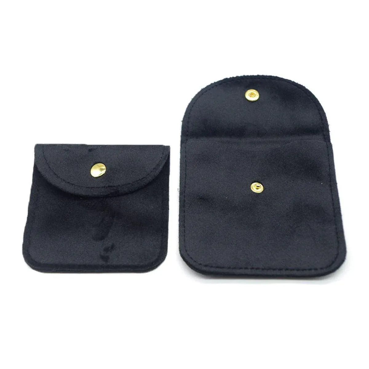 10pcs Velvet Jewelry Pouch Button Closure Thick Soft Ring Necklace Storage Bag - Black V528-BAG-10PCS-BLACK-568077