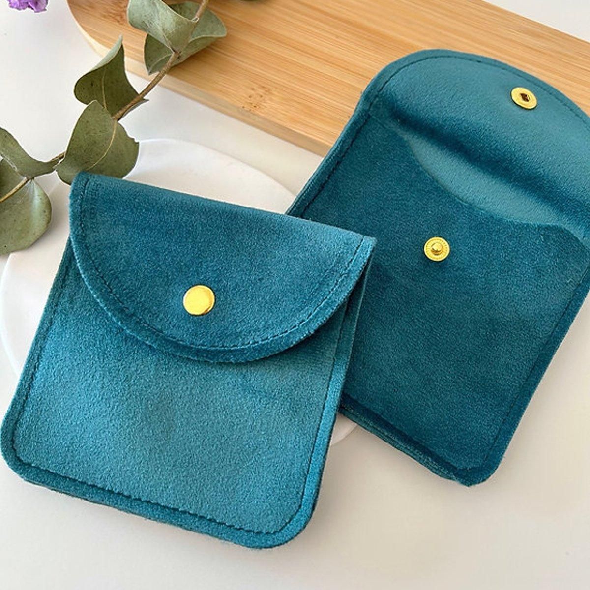10pcs Velvet Jewelry Pouch Button Closure Thick Soft Ring Necklace Storage Bag - Black V528-BAG-10PCS-BLACK-568077