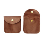 10pcs Velvet Jewelry Pouch Button Closure Thick Soft Ring Necklace Storage Bag - Brown V528-BAG-10PCS-BROWN-515451