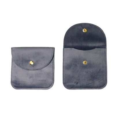 10pcs Velvet Jewelry Pouch Button Closure Thick Soft Ring Necklace Storage Bag - Grey V528-BAG-10PCS-GREY-275811