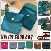 10pcs Velvet Jewelry Pouch Button Closure Thick Soft Ring Necklace Storage Bag - Grey V528-BAG-10PCS-GREY-275811