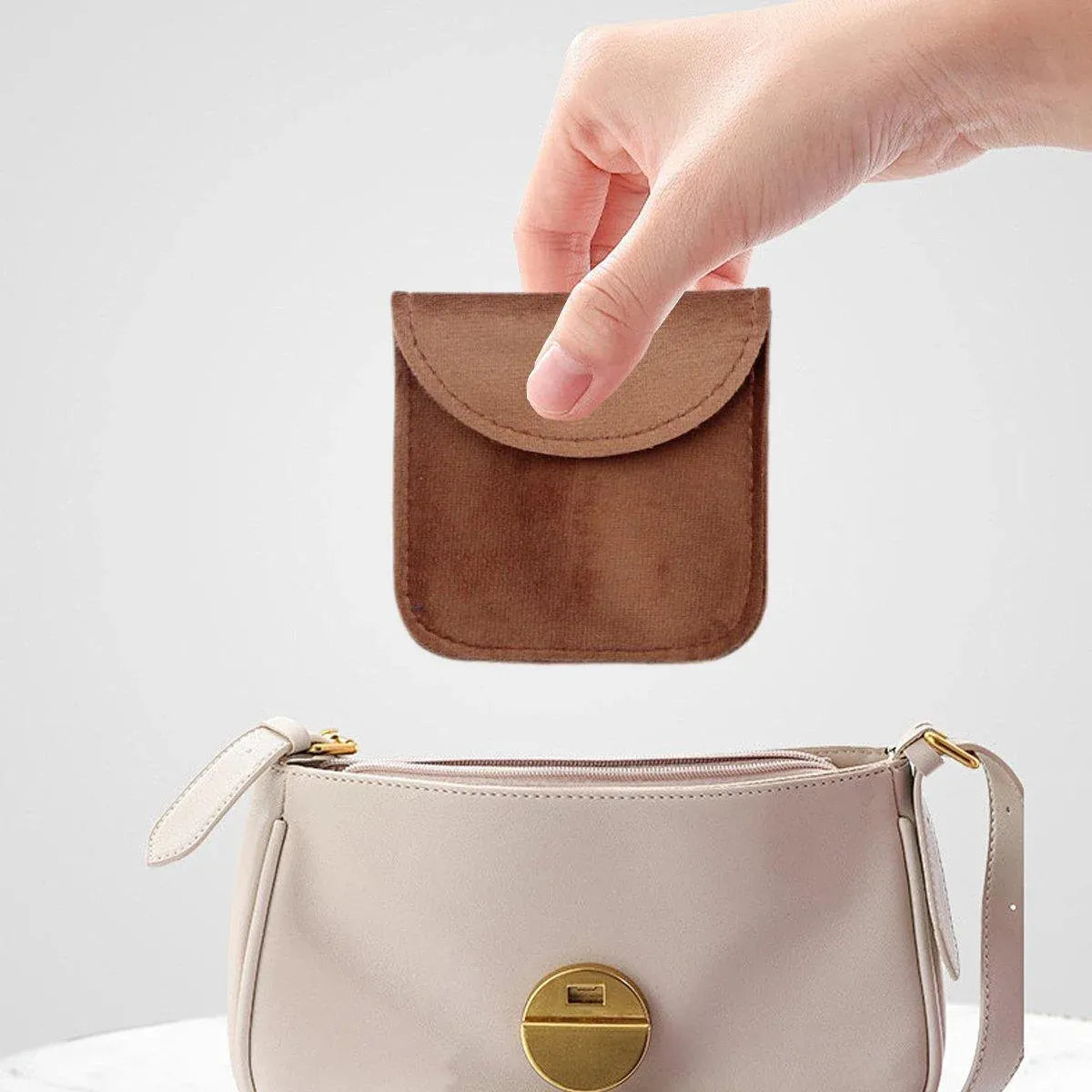 10pcs Velvet Jewelry Pouch Button Closure Thick Soft Ring Necklace Storage Bag - Grey V528-BAG-10PCS-GREY-275811