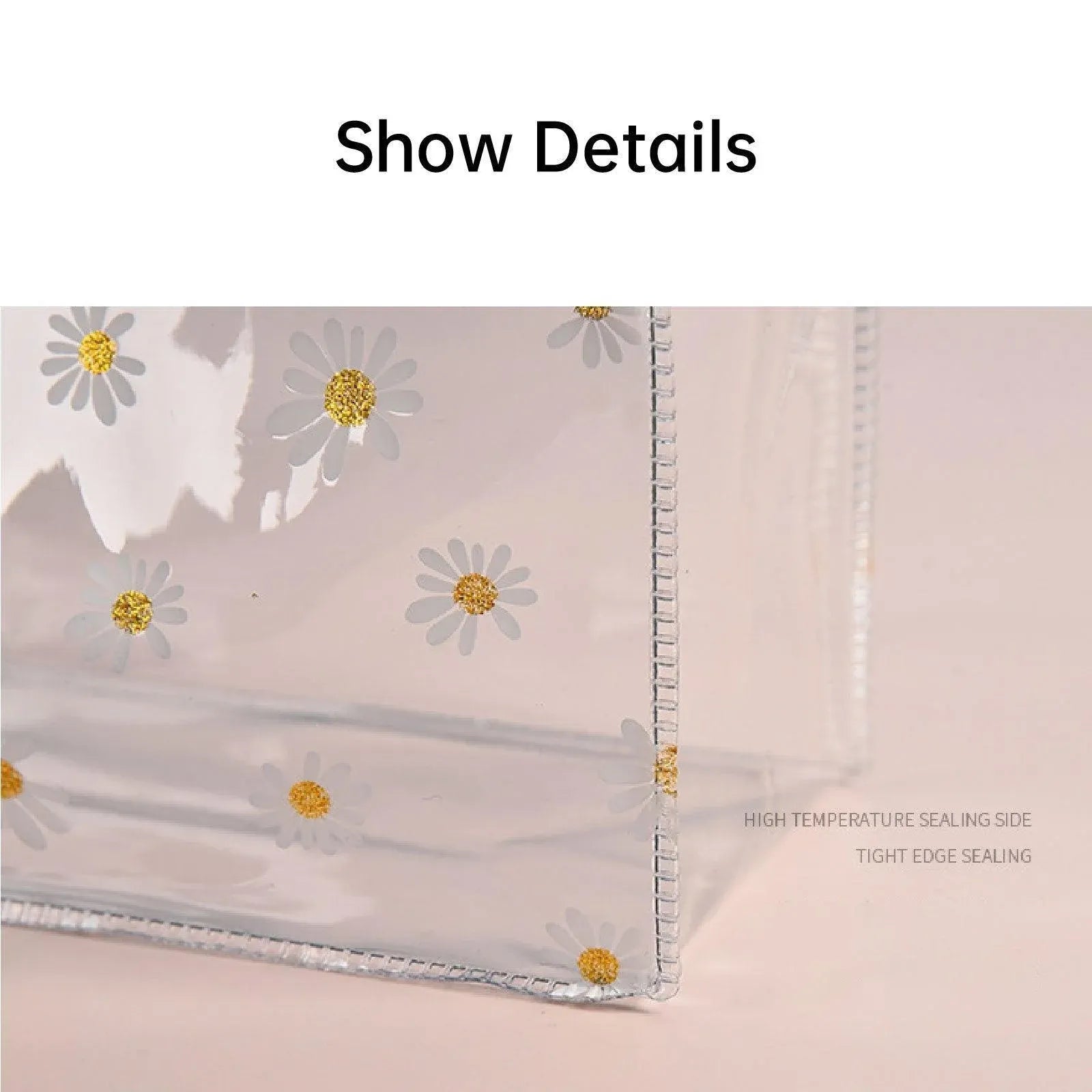 10pcs Small Fresh Transparent PVC Tote Bag Wedding Candy Gift Bag Daisy Design - Red - S V528-BAG-10PCS-RED-S-670452