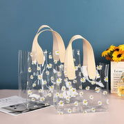 10pcs Small Fresh Transparent PVC Tote Bag Wedding Candy Gift Bag Daisy Design - Red - S V528-BAG-10PCS-RED-S-670452