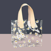 10pcs Small Fresh Transparent PVC Tote Bag Wedding Candy Gift Bag Daisy Design - Red - S V528-BAG-10PCS-RED-S-670452