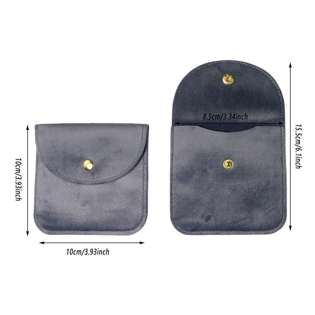 10pcs Velvet Jewelry Pouch Button Closure Thick Soft Ring Necklace Storage Bag - Rose Red V528-BAG-10PCS-ROSE-RED-685263