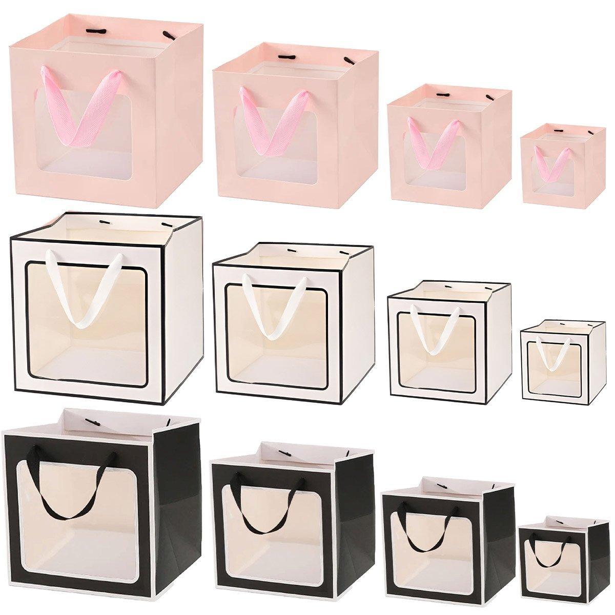 20PCS Open Window for Flower Doll Wedding Gift Transparent Square Packaging Bag - Black 30-30-30cm V528-BAG-20PCS-BLACK-30-30-30-217663