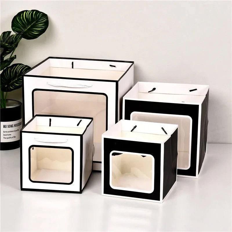 20PCS Open Window for Flower Doll Wedding Gift Transparent Square Packaging Bag - Black 30-30-30cm V528-BAG-20PCS-BLACK-30-30-30-217663