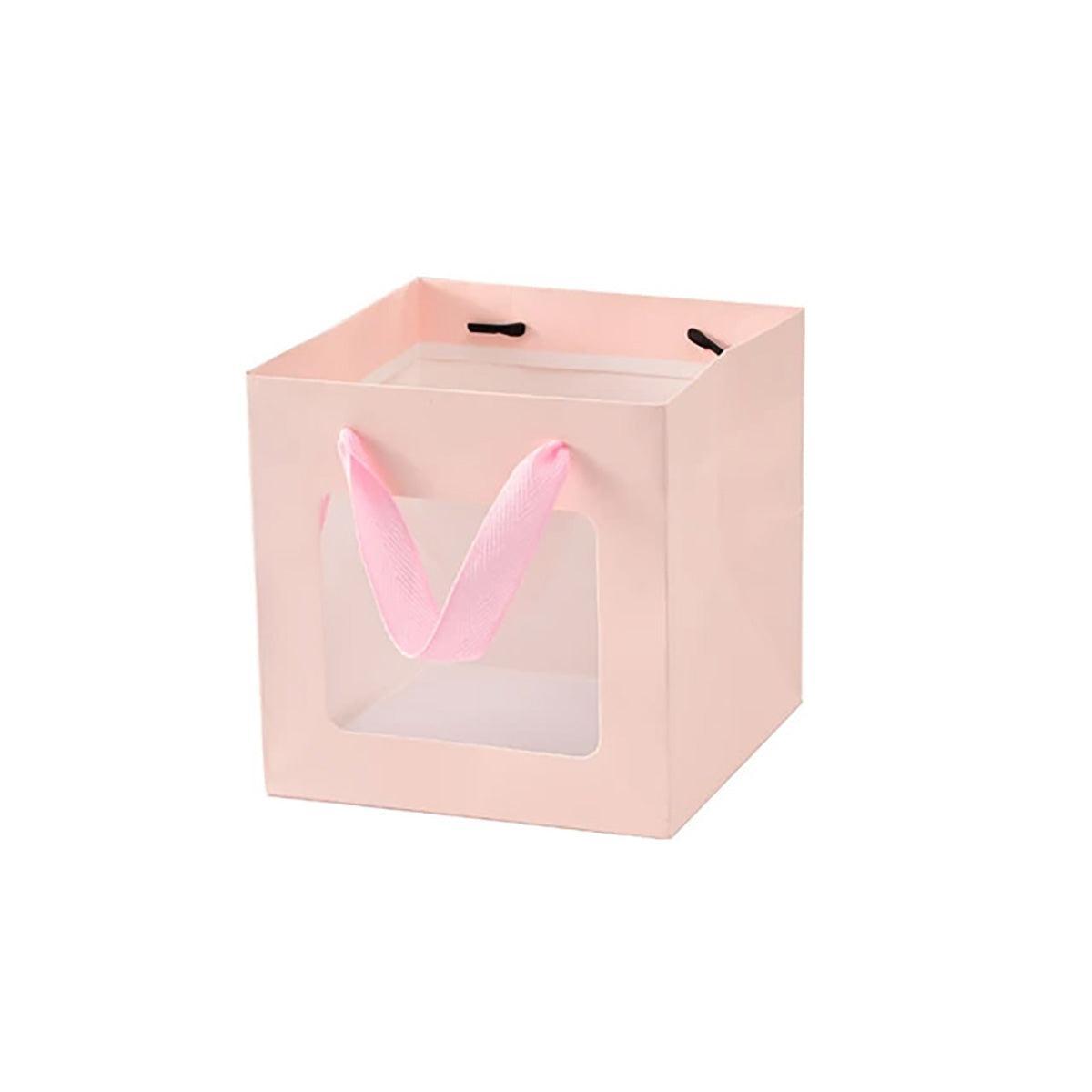 20PCS Open Window for Flower Doll Wedding Gift Transparent Square Packaging Bag - Pink 15-15-15cm V528-BAG-20PCS-PINK-15-15-15-194582
