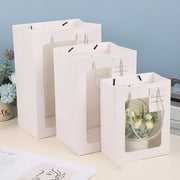 25x Thick Gift Bags with Transparent Window for Valentines Day Bouquets and Gift - V528-BAG-25PCS-PINK-18-13-25-258148