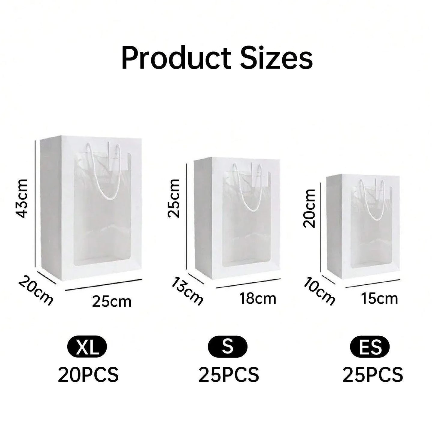 25x Thick Gift Bags with Transparent Window for Valentines Day Bouquets and Gift - V528-BAG-25PCS-PINK-18-13-25-258148