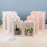 25x Thick Gift Bags with Transparent Window for Valentines Day Bouquets and Gift - V528-BAG-25PCS-RED-18-13-25-421584