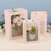 25x Thick Gift Bags with Transparent Window for Valentines Day Bouquets and Gift - V528-BAG-25PCS-RED-18-13-25-421584