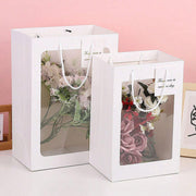 25x Thick Gift Bags with Transparent Window for Valentines Day Bouquets and Gift - V528-BAG-25PCS-RED-18-13-25-421584