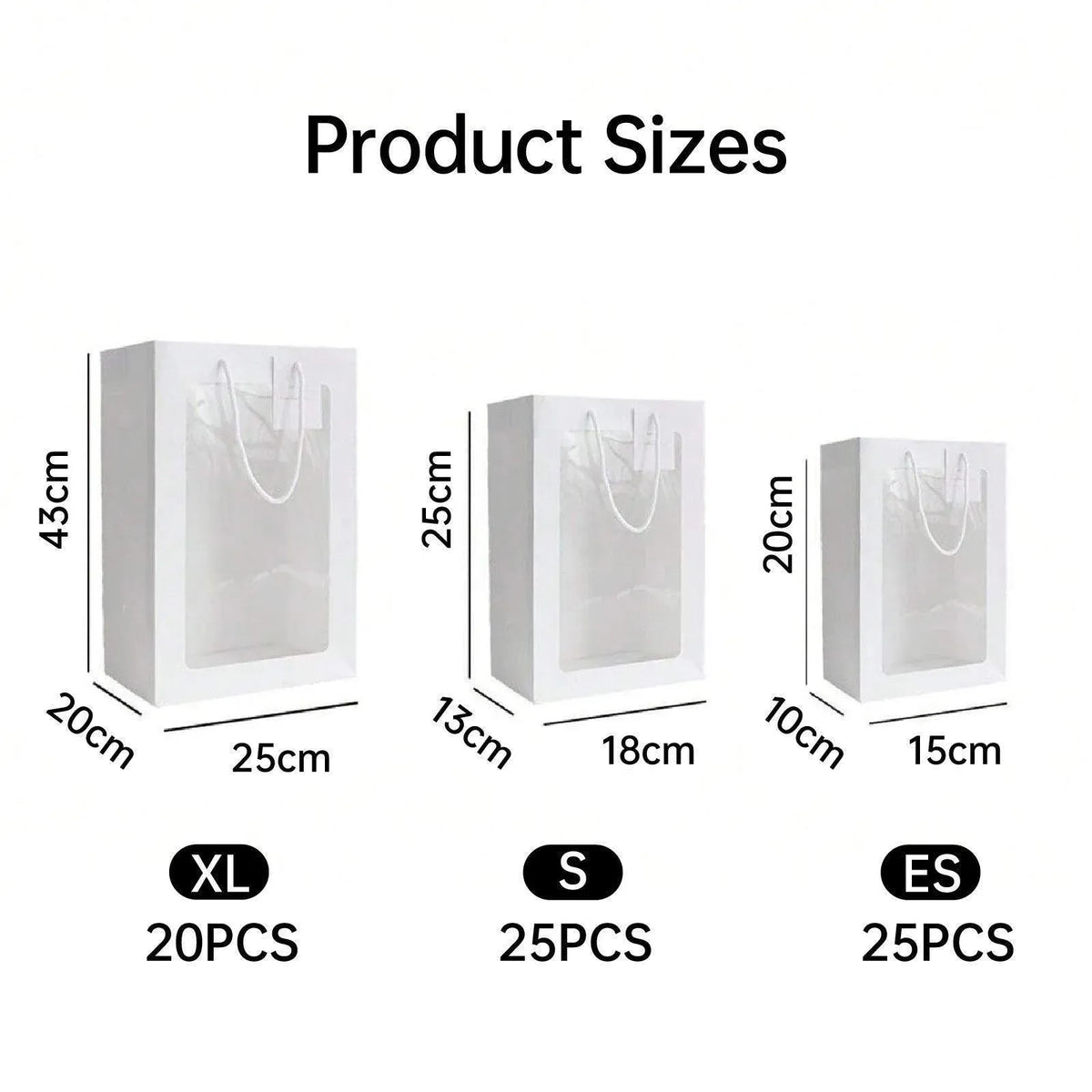 25x Thick Gift Bags with Transparent Window for Valentines Day Bouquets and Gift - V528-BAG-25PCS-RED-18-13-25-421584