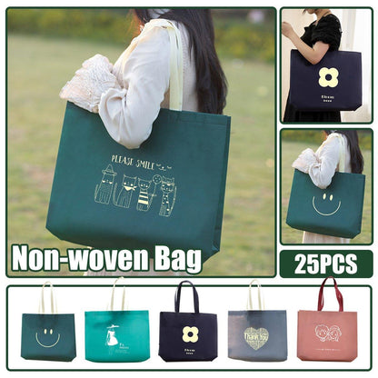 25PCS Fashionable Non-Woven Fabric Tote Eco Friendly Bag Reusable Shopping Bag - Smile 35*45*12cm V528-BAG-35-45-12-25PCS-XL-125420