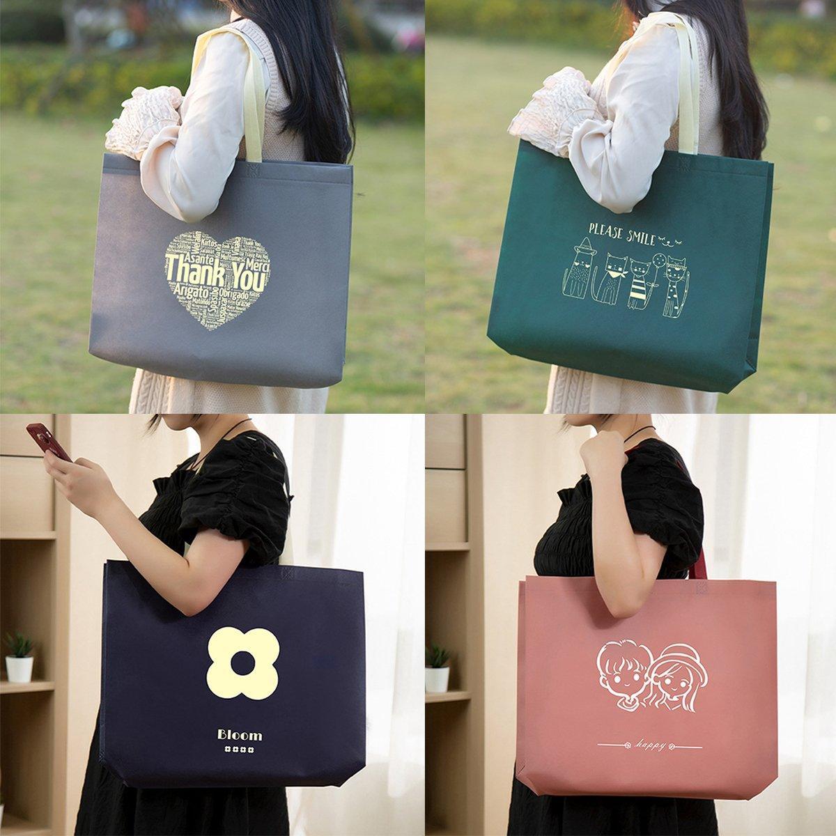 25PCS Fashionable Non-Woven Fabric Tote Eco Friendly Bag Reusable Shopping Bag - Smile 35*45*12cm V528-BAG-35-45-12-25PCS-XL-125420