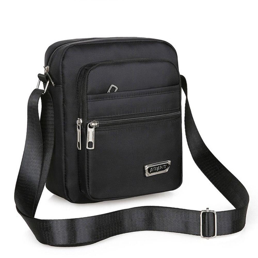 Mens Crossbody Shoulder Bag Travel Messenger Bag Casual Handbag for Boys and Men - Black-4 zippers V528-BAG-4-ZIPPERS-BLACK-767129