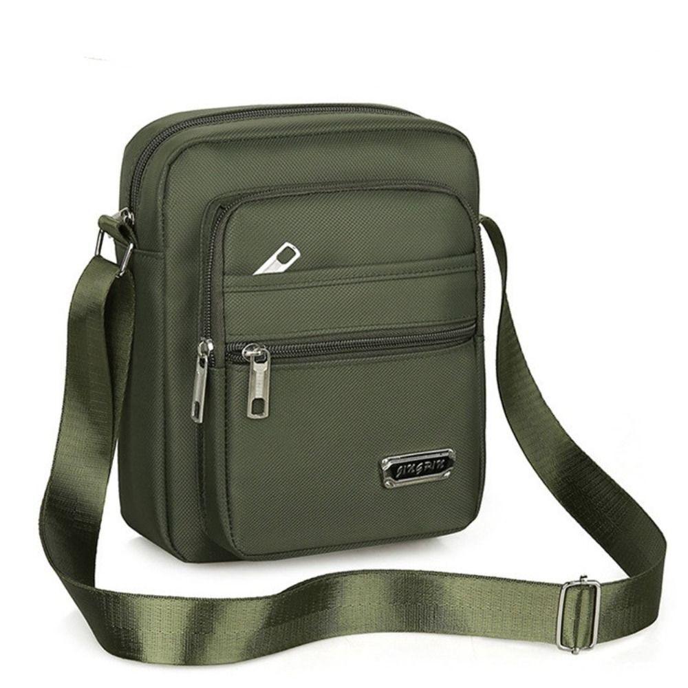 Mens Crossbody Shoulder Bag Travel Messenger Bag Casual Handbag for Boys and Men - Brown-4 zippers V528-BAG-4-ZIPPERS-BROWN-871570