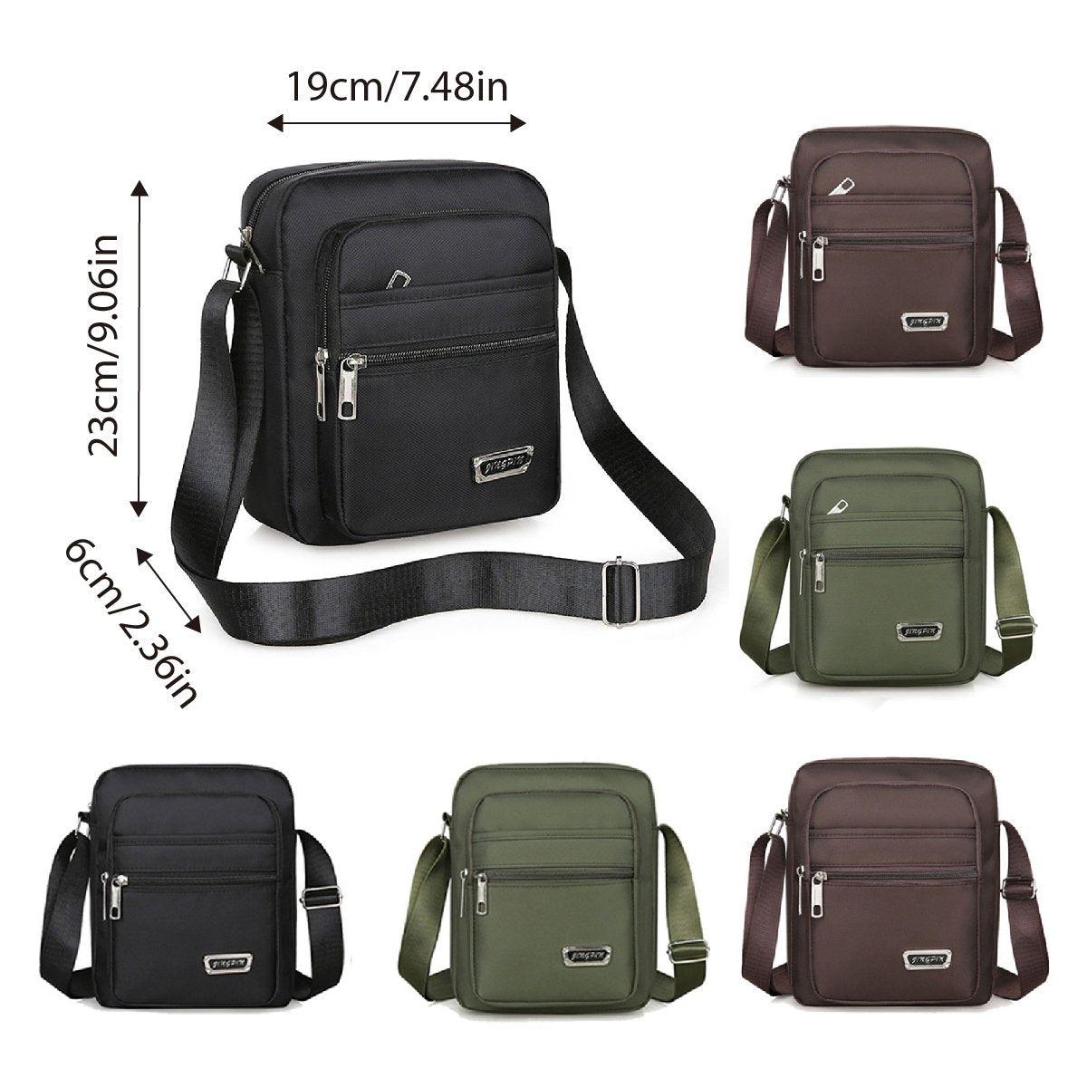 Mens Crossbody Shoulder Bag Travel Messenger Bag Casual Handbag for Boys and Men - Green-4 zippers V528-BAG-4-ZIPPERS-GREEN-323781