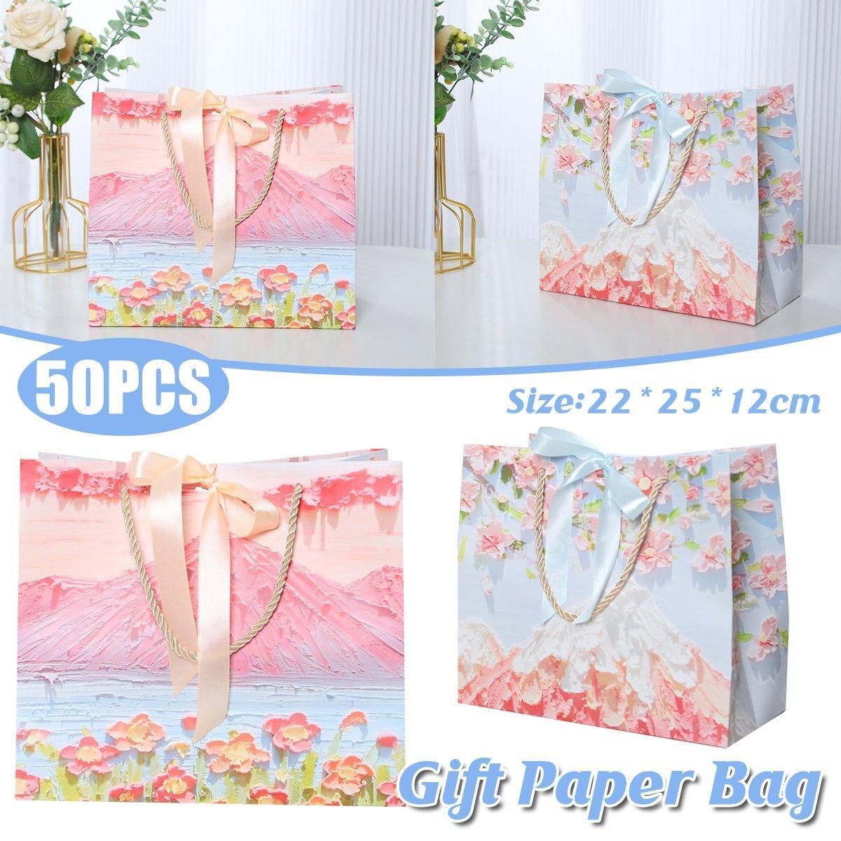 50PCS Cloud Mountain Petals Cream Wind Stereo Oil Painting Paper for Gift Wrapping - B V528-BAG-50PCS-B-765241