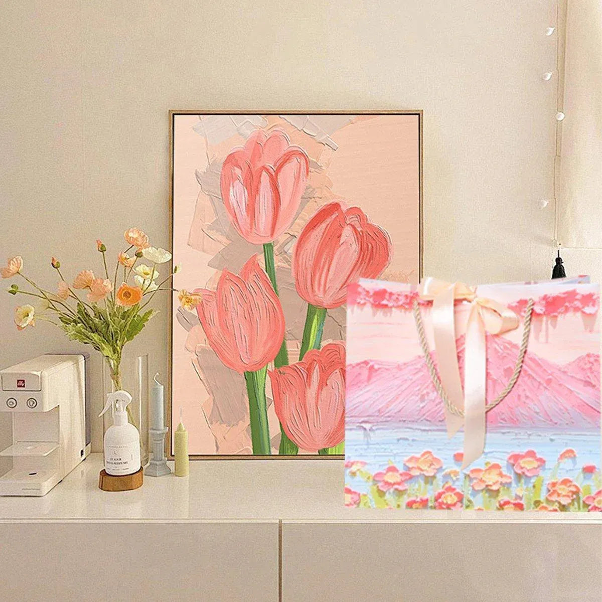 50PCS Cloud Mountain Petals Cream Wind Stereo Oil Painting Paper for Gift Wrapping - B V528-BAG-50PCS-B-765241