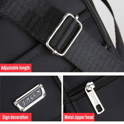 Mens Crossbody Shoulder Bag Travel Messenger Bag Casual Handbag for Boys and Men - Black-6 zippers V528-BAG-6-ZIPPERS-BLACK-853653