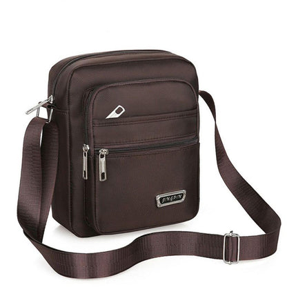Mens Crossbody Shoulder Bag Travel Messenger Bag Casual Handbag for Boys and Men - Black-6 zippers V528-BAG-6-ZIPPERS-BLACK-853653