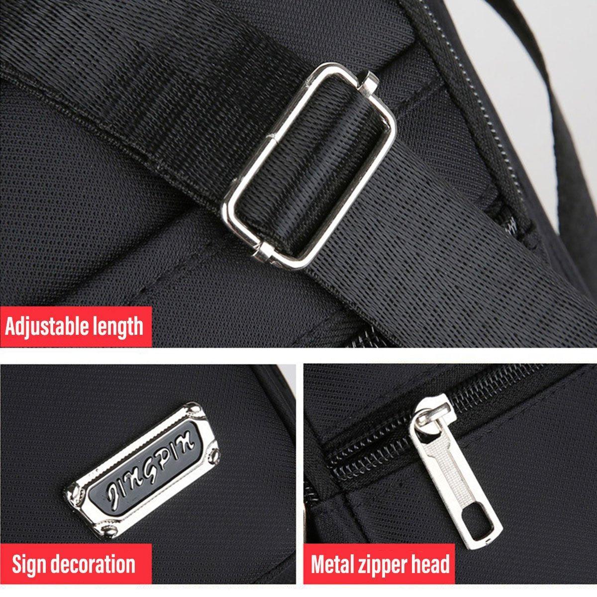 Mens Crossbody Shoulder Bag Travel Messenger Bag Casual Handbag for Boys and Men - Brown-6 zippers V528-BAG-6-ZIPPERS-BROWN-242019
