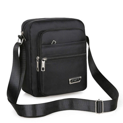 Mens Crossbody Shoulder Bag Travel Messenger Bag Casual Handbag for Boys and Men - Brown-6 zippers V528-BAG-6-ZIPPERS-BROWN-242019