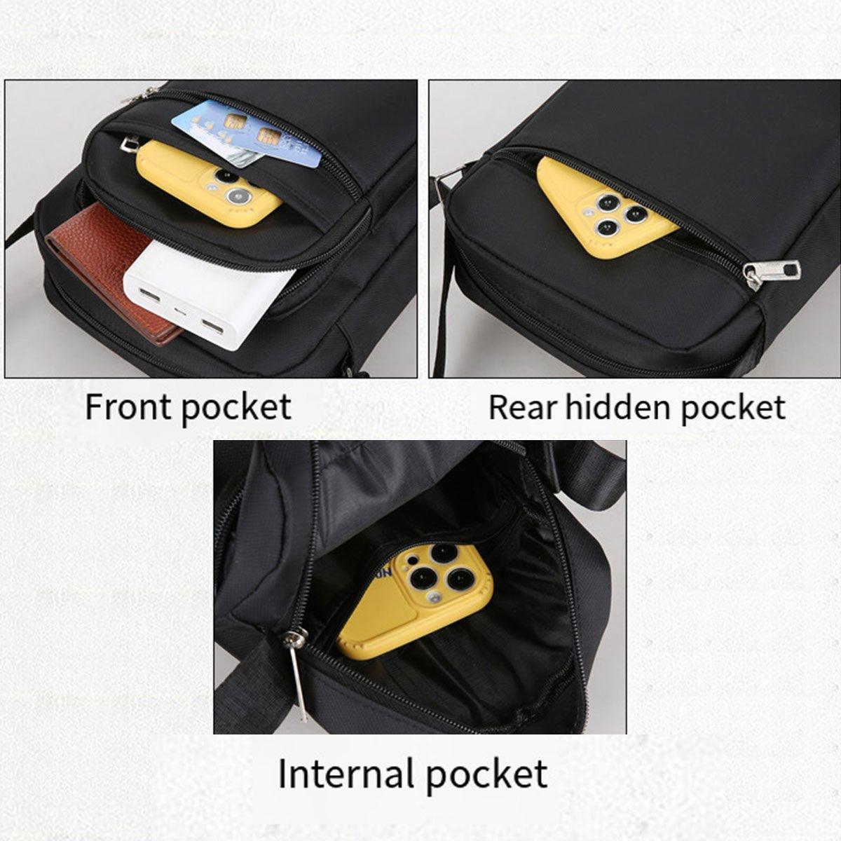 Mens Crossbody Shoulder Bag Travel Messenger Bag Casual Handbag for Boys and Men - Green-6 zippers V528-BAG-6-ZIPPERS-GREEN-574782