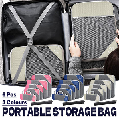 6PCS Compression Packing Cubes Expandable Luggage Storage Bag Travel Packing Bag - Pink V528-BAG-6PCS-PINK-415159